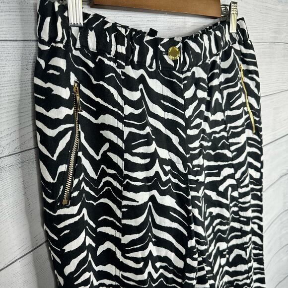 Calvin Klein Womens size XS Zebra Print 100% Linen Cropped Pants Black White NEW - Picture 5 of 14